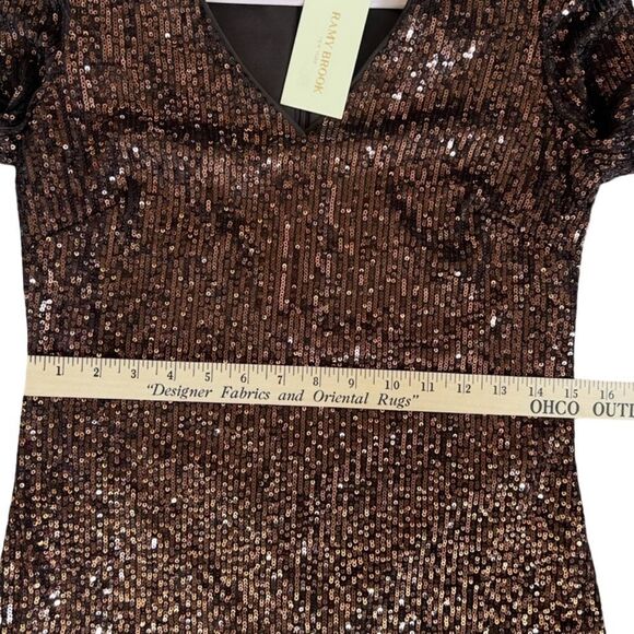 New Ramy Brook Copper Ombré Sequin Lila Dress, Long Sleeve Cocktail- Size 6 - Picture 10 of 15